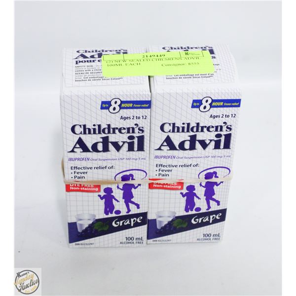 (2) NEW SEALED CHILSRENS ADVIL 100ML EACH
