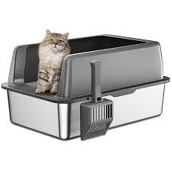 BRAND NEW ZARLER STAINLESS STEEL LITTER BOX W LID