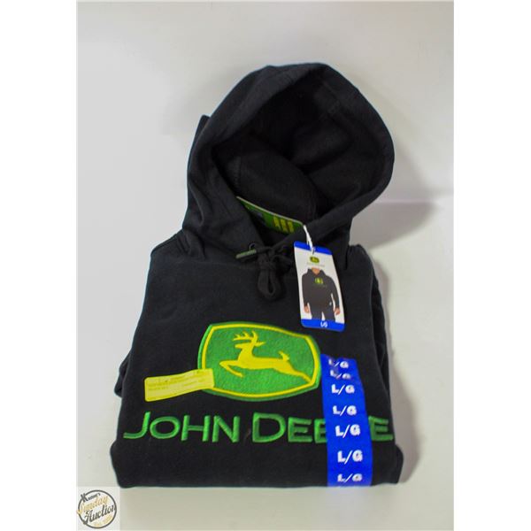 NEW MEN'S JOHN DEERE HOODY BLACK SZ L