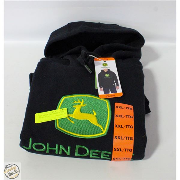 NEW MEN'S JOHN DEERE HOODY BLACK SZ 2XL
