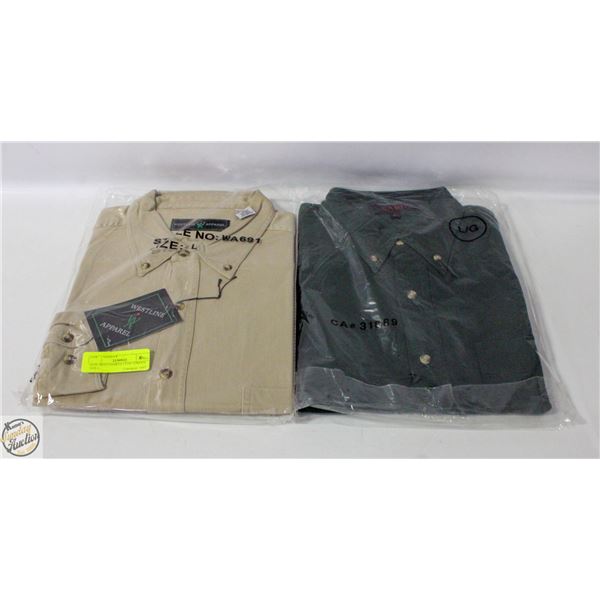NEW MEN'S SHIRTS 1TAN 1GREEN SIZE L