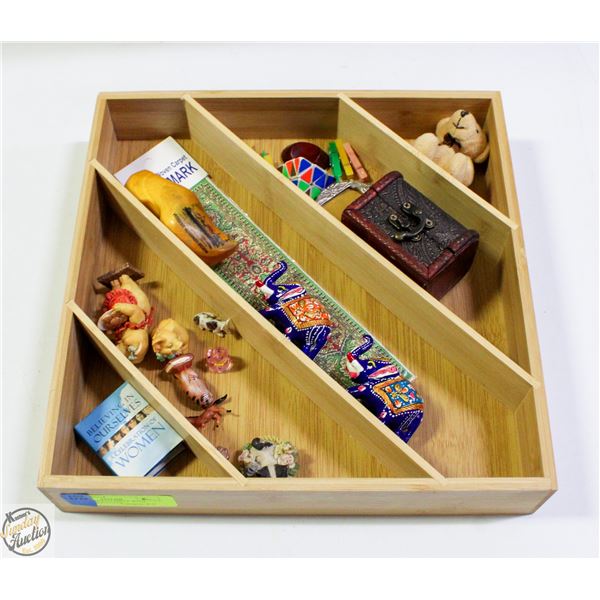 ESTATE TRINKET SHELF WITH VARIOUS CONTENTS