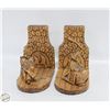 Image 1 : VINTAGE WOOD BOOKENDS, OLD MAN & OLD