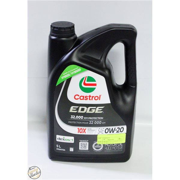 NEW 5L BOTTLE OF CASTROL EDGE SAE OW-20 MOTOR OIL