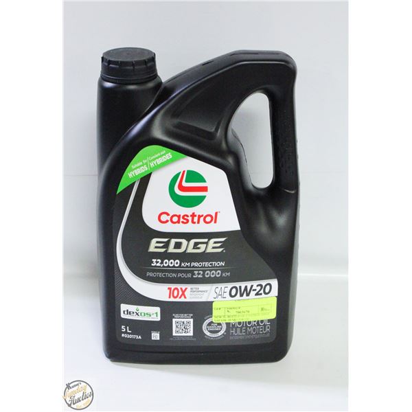 NEW 5L BOTTLE OF CASTROL EDGE SAE OW-20 MOTOR OIL