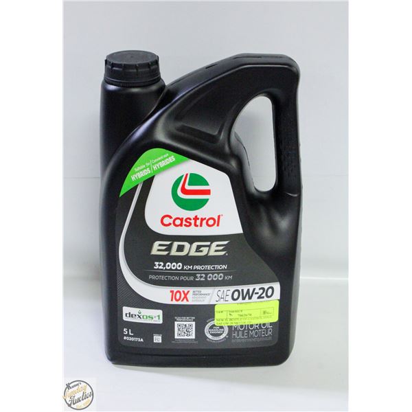 NEW 5L BOTTLE OF CASTROL EDGE SAE OW-20 MOTOR OIL
