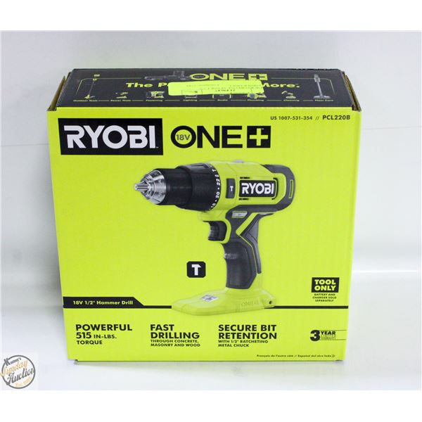 NEW RYOBI ONE 18 VOLT 1/2 HAMMER DRILL