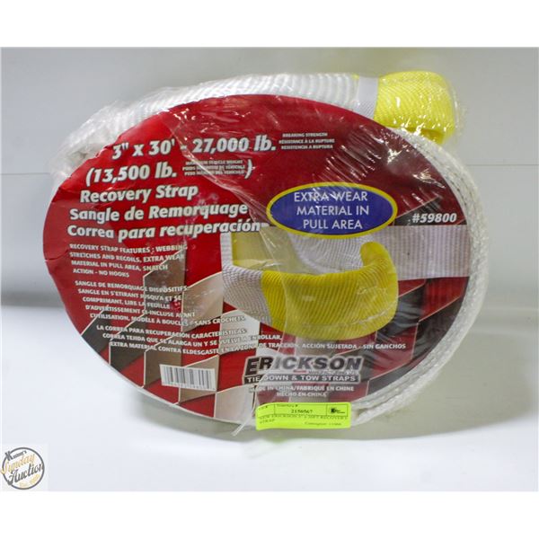 NEW ERICKSON 3” x 30FT RECOVERY STRAP