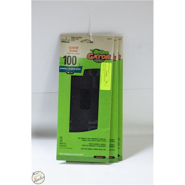 (3) NEW 2PKS GATOR 100 GRIT SANDING SHEETS