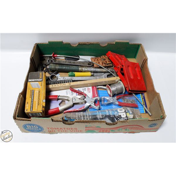 BOX OF ASSORTED TOOLS SOME NEW
