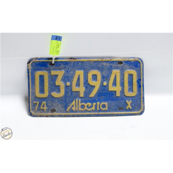 1974 ALBERTA  LICENSE PLATE