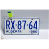 Image 1 : 1966 ALBERTA  LICENSE PLATE