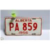 Image 1 : 1956 ALBERTA LICENSE PLATE