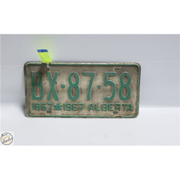 1967 ALBERTA LICENSE PLATE