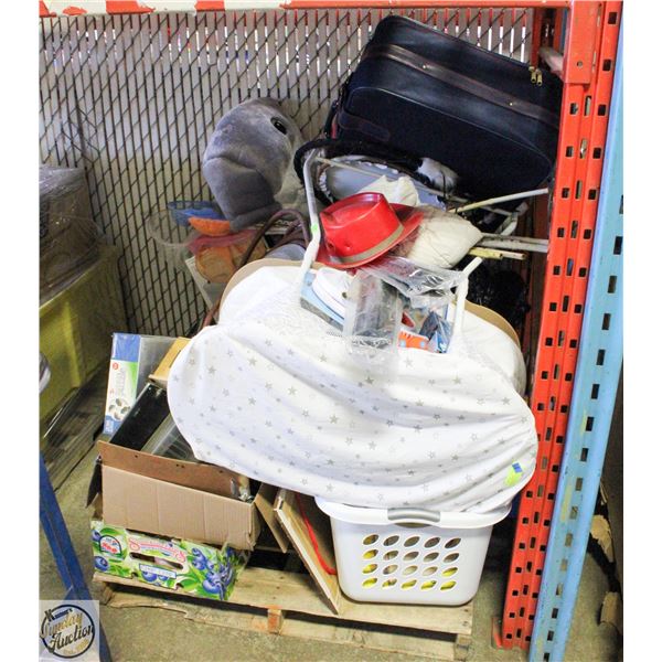 PALLET WITH BOX OF ASSORTED COFFEE MUGS+GLASSES &