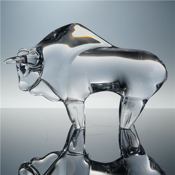 Daum Crystal Bison Sculpture