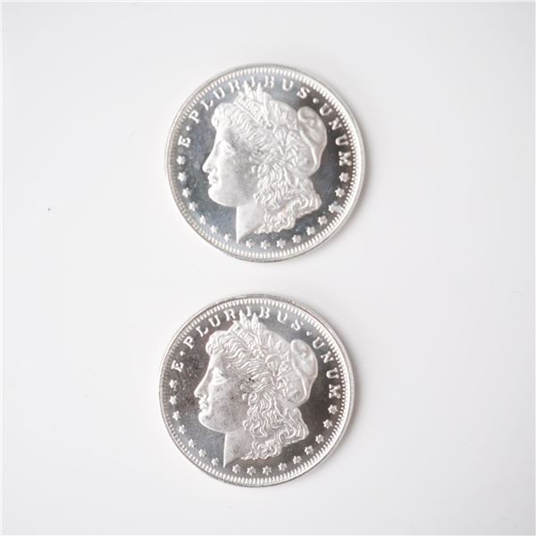 2pc Highland Mint Morgan Silver 1/2 Troy Ounce Coins