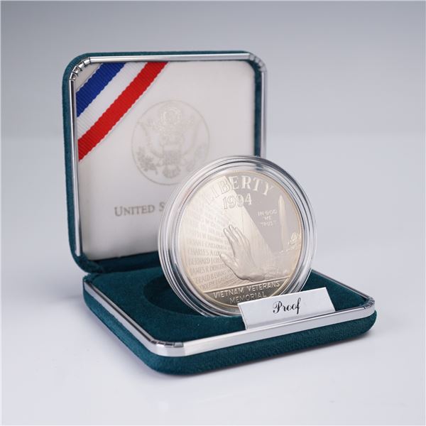 1994-P U.S. Vietnam Veterans Memorial Proof Silver Dollar