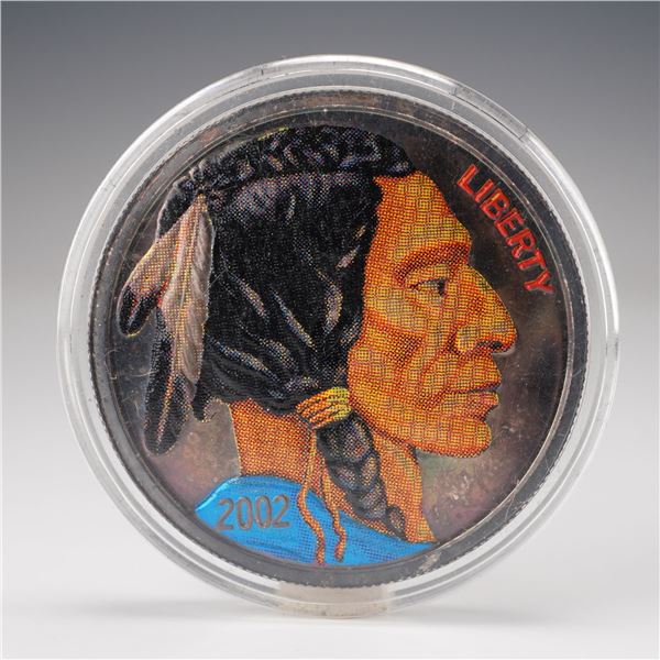2002 Colorized Buffalo One Ounce Fine Silver Round