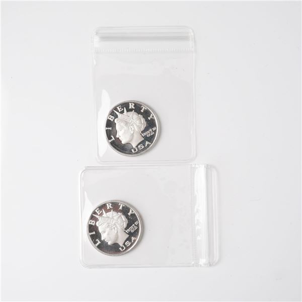 2pc 2003 1/2 Troy Ounce Five Dollar Silver Rounds