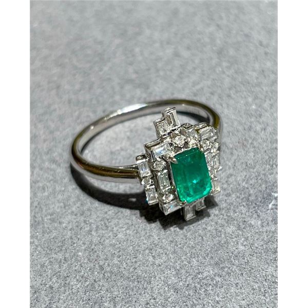 18K Gold Emerald and Diamond Ring