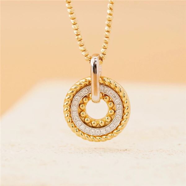 18K Gold Diamond Circle Pendant