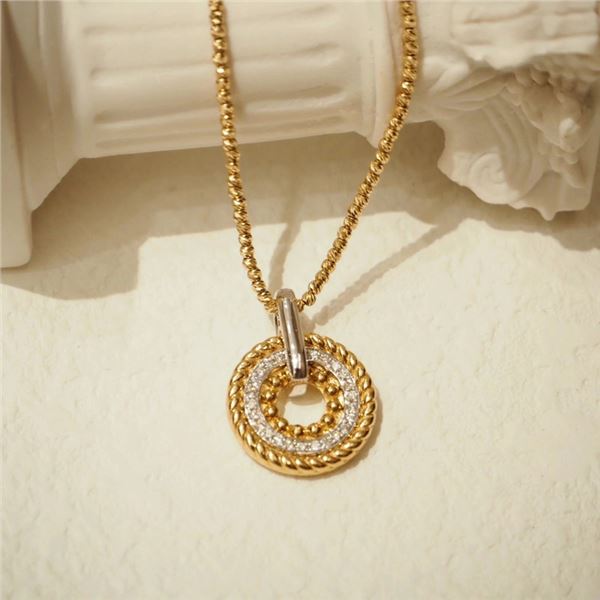 18K Gold Diamond Circle Pendant