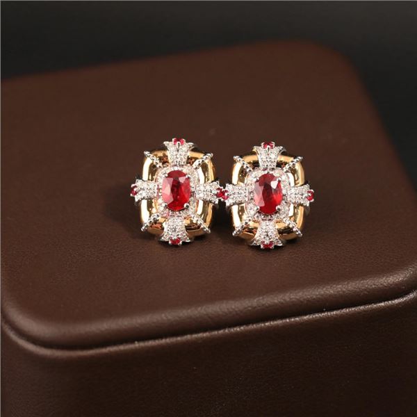 18K Gold Ruby Earrings