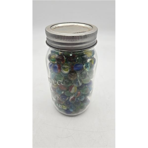 Quart sealer jar of marbles  (CL2)