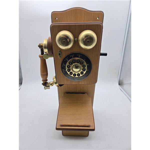wooden wall mount vintage style rotary phone (cl2)