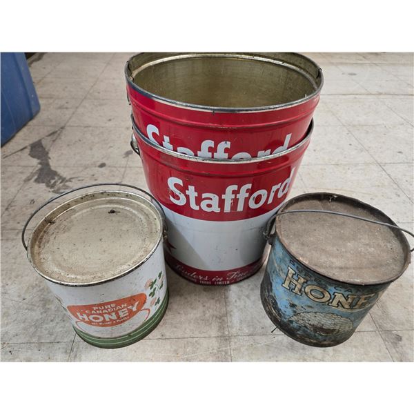 vintage tin buckets and containers (cw31)