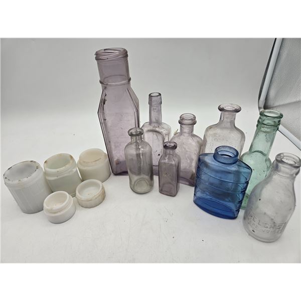 assorted vintage colored glass bottles (cl2)