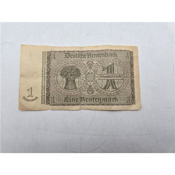 1937 Deutsche Rentenbank 1 Rentenmark banknote from Germany. (cl2)