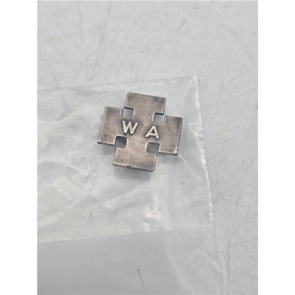 vintage sterling silver Women's Auxiliary (WA) lapel pin, made by Birks Canada. (Cl2)