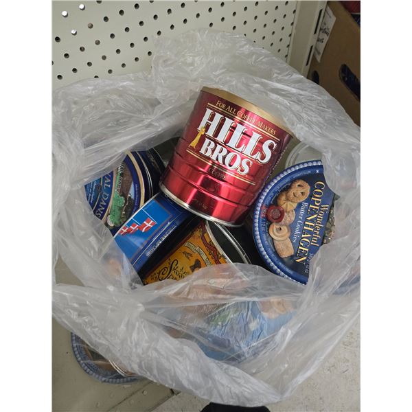 bag of assorted tin containers (cl2)