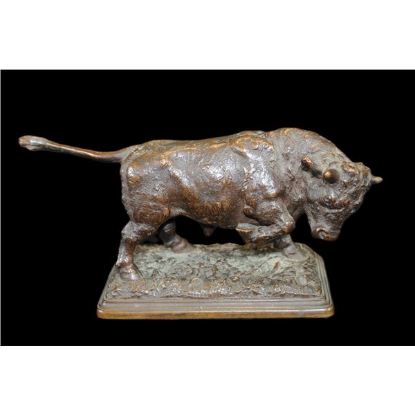 Bronze Charging Bull Sculpture- Signed By F.E Codman- 4" X 5" X 2.75"