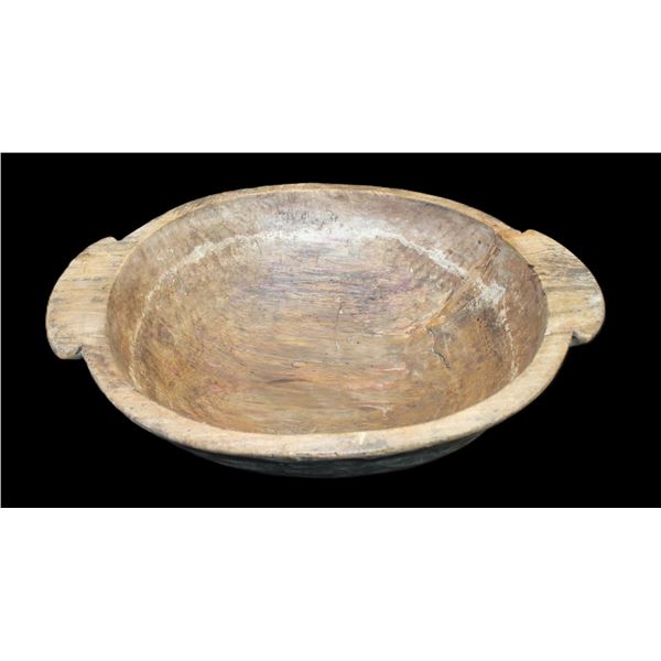 Early Hand Carved Round Dough Bowl- 6" X 22" X 16.5"