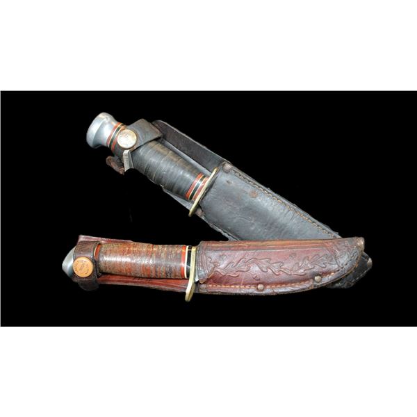 1930's Marbles Knife With Original Damaged Sheath- 4.75" Blade- 4" Handle- Schrade Walden #147 Knife