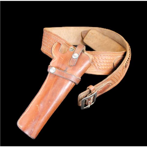 George Lawrence Basket Stamped Gun Belt- 79B  22- Anchor Buckle- 49" X 2.75"- 10" S+W Holster