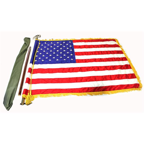 50 Star 68" X 62" US Flag- Vietnam Era Formal Flag- 109" Eagle Topped Pole- Case