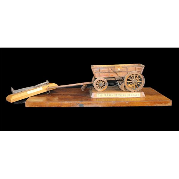Miniature California Brewery Advertising Wagon On Plaque- 21.5" X 10"- 1861 California Central RR Sp