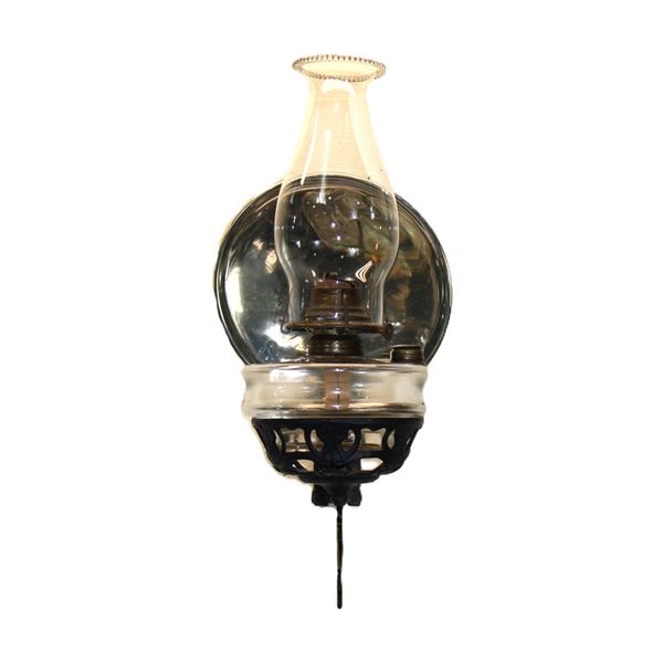 Antique Wall Mount Kerosene Lamp With Reflector