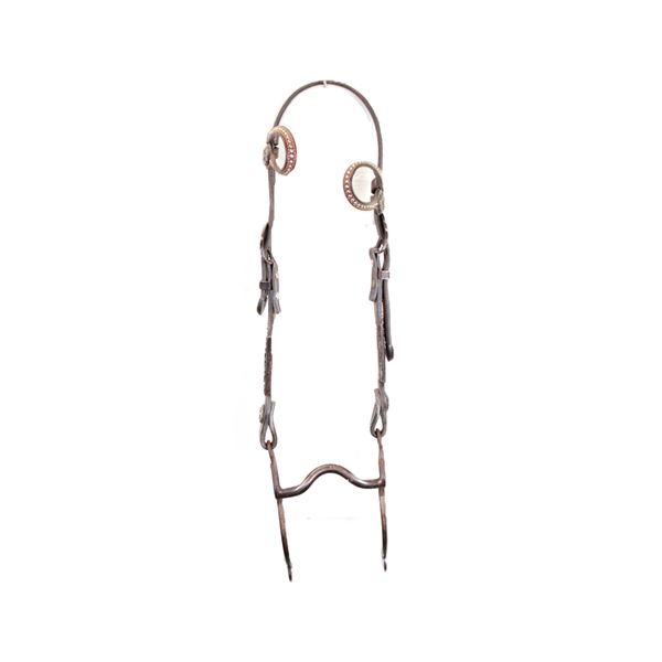 Two Eared Dotted Headstall With Cow Person Hardware- Cheany Grazing Bit