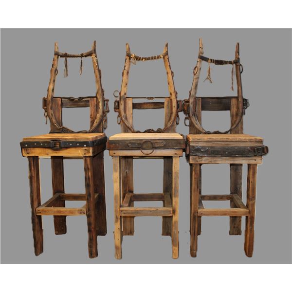 3 Handmade Hames Chairs- 58" X 17" X 17"