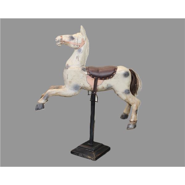 Wooden Carousel Horse On Stand- 31.5" X 27"