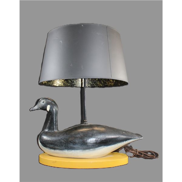 Early Hand Carved Goose Lamp On Base- Works- 26" X 24"