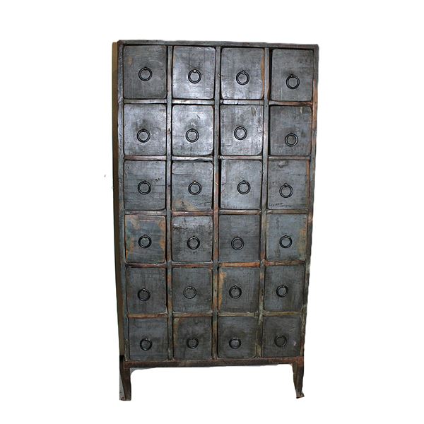 Early 24 Drawer Country Store Cabinet- Original Paint- 37" X 19" X 9"