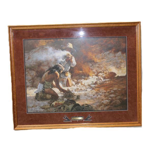 Marked Terpning 1985 Print- "The Apache Fire Makers"- 41" X 32.5"