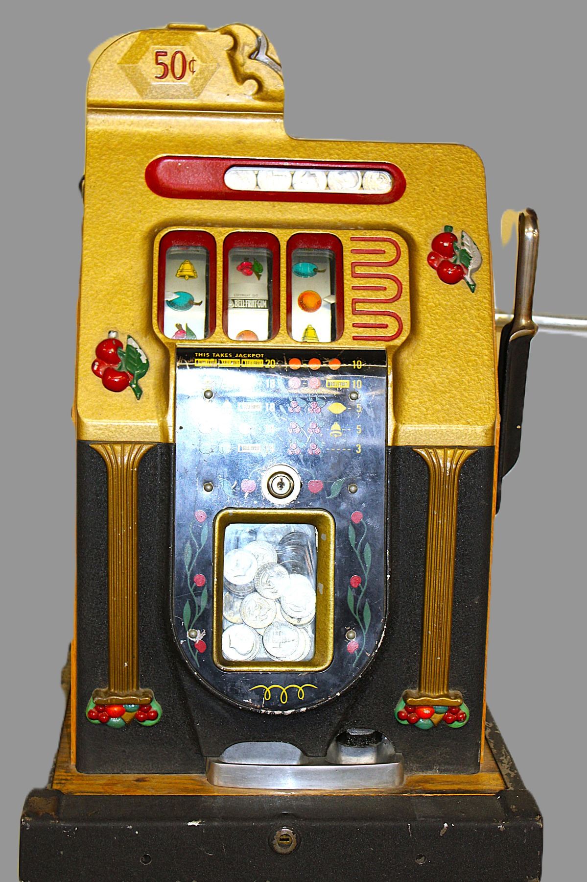 Mills Golden Falls 50 Cent Antique Slot Machine- 1940's - All Original ...