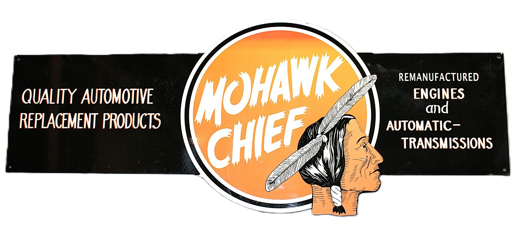 Mohawk Signs Contemporary Porcelain Mohawk Chief Sign- 48